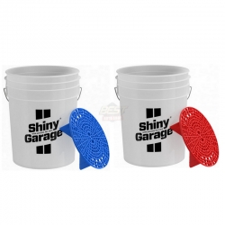 WASH BUCKET SHINY 20L + GRIT GUARD BLUE / RED