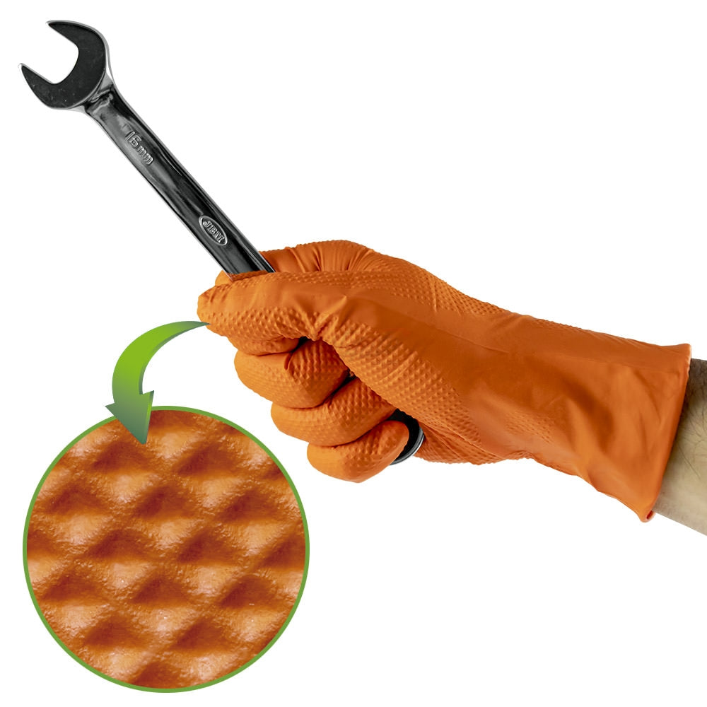 GANTS NITRILE ORANGES EN BOITE