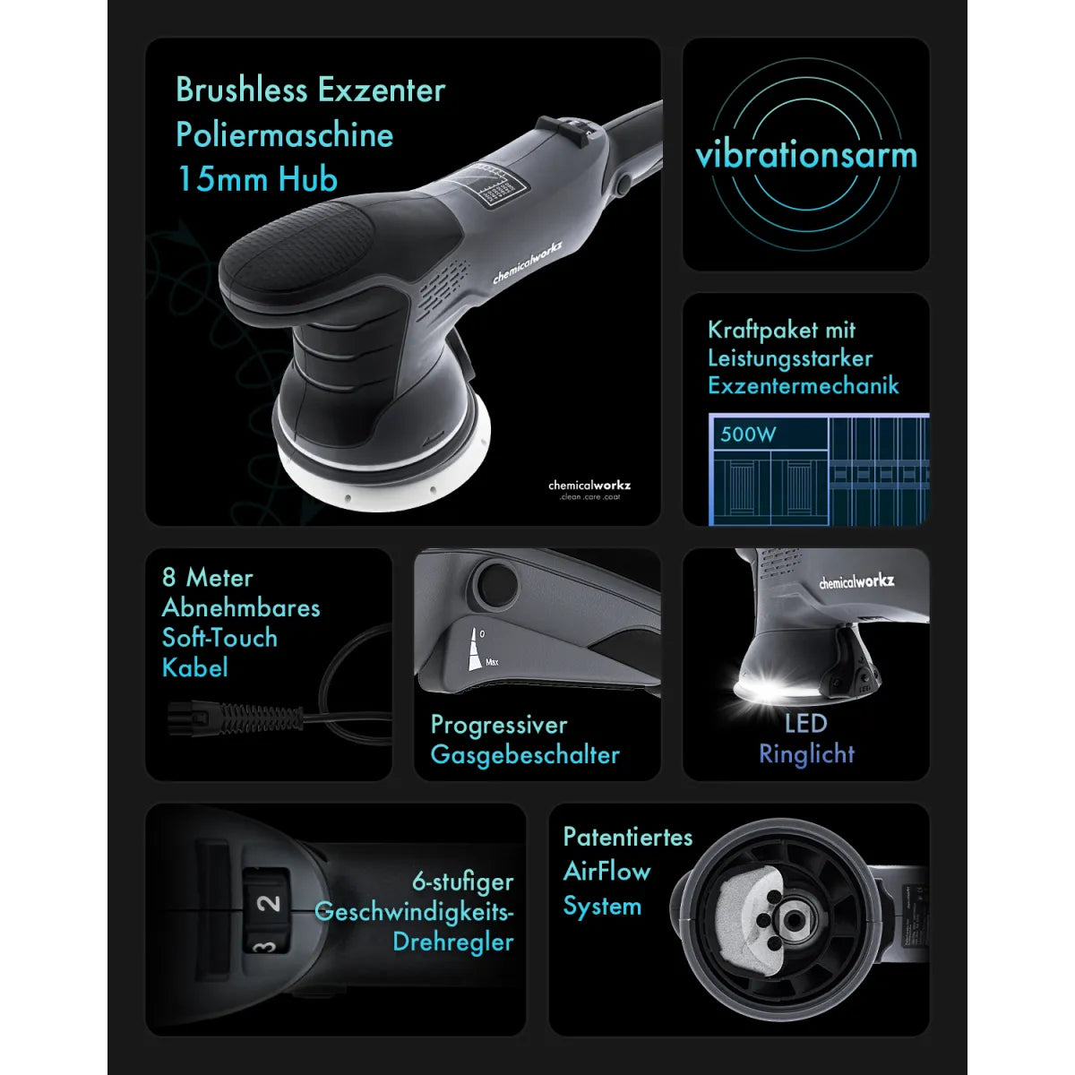 DA15 PRO POLISSEUSE EXCENTRIQUE BRUSHLESS 15MM